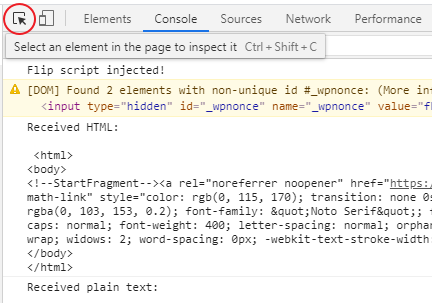 inspektera element se font på hemsida